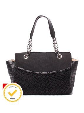 Chanel Chain Tote Shoulder Bag Silver Chocolate Bar